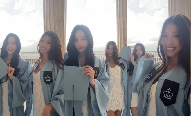 애니, 컬럼비아 졸업 앞두고 동생과 함께한 챌린지 주목