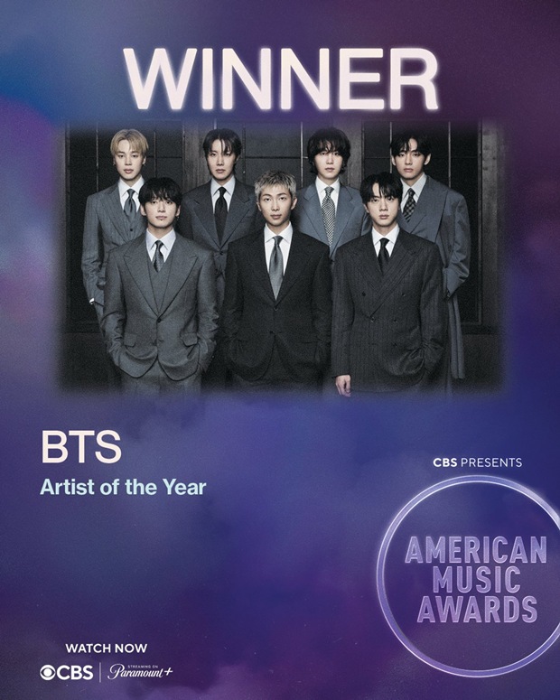 BTS Wins Artist of the Year at AMA, Securing Triple Crown